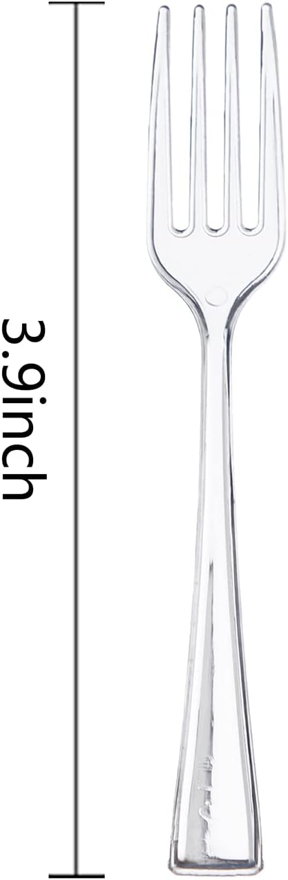 WDF 300 Mini Forks - 4 Inch Clear Plastic Heavy Duty Tasting Forks for Appetizers