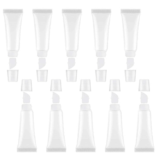 JIAKAI 10ml Mini Clear Refillable Empty Tubes Lip Gloss Balm Container，Soft Tubes Makeup Box，Shampoo Samples Empty Tubes with Screw Cover (10pcs)-BrightBean Baby