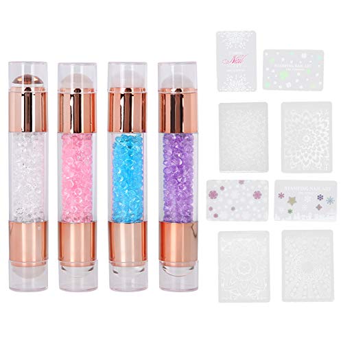 4Sets Manicure Art Stampers Silicone Stamp Pens Nail Stamping Plates Double Ended W/Nail Seal Plate Manicure Stamp Pen for home nail salon use-BrightBean Baby