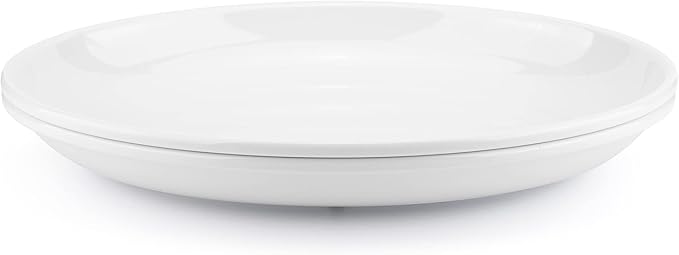 KOXIN-KARLU Melamine Large Serving Platter, 16-inch Oval Serving Plates, White Serving Tray for Entertaining Party, 100% Melamine Serving Dish for Appetizers Meat Food, Set of 2