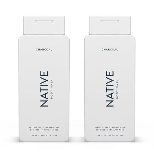 Native Body Wash Contains Naturally Derived Ingredients | For Women & Men, Sulfate, Dye, & Paraben Free Leaving Skin Soft and Hydrated | Charcoal 18 oz - 2 Pk-BrightBean Baby