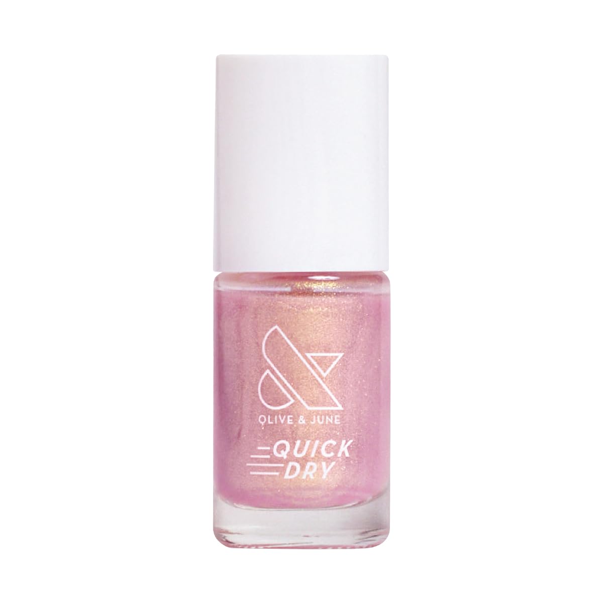 Olive & June Quick Dry Nail Polish | Instant Fast-Drying Smudgeproof Color | 15-free Vegan Cruelty-Free Formula | Lasts up to 5 Days | Salon-Quality Manicure Pedicure at Home | Sugarcoat Shimmery Pink-BrightBean Baby