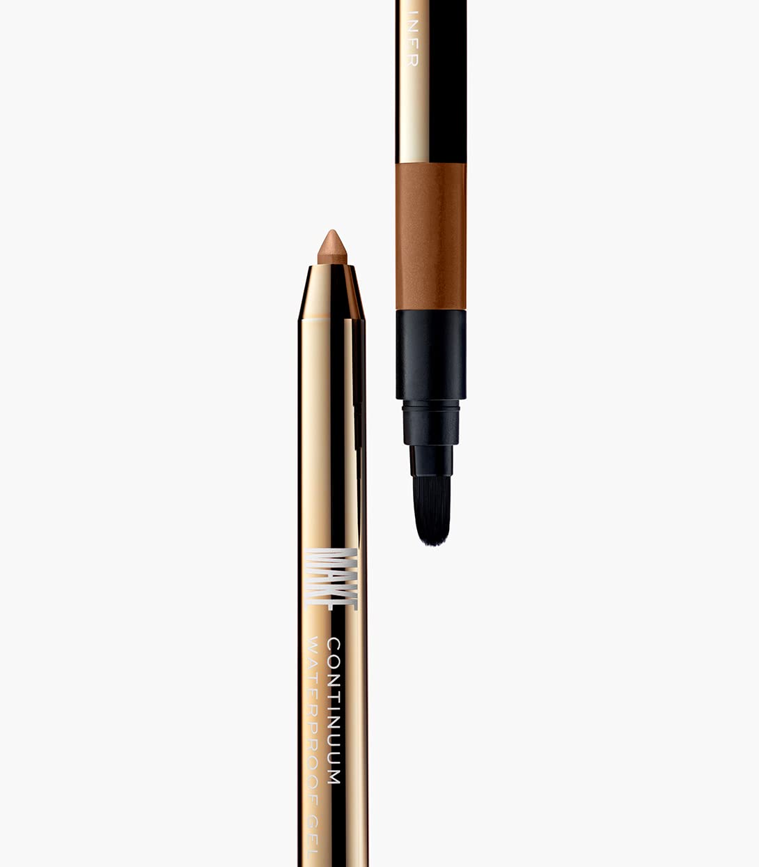 MAKE Beauty Continuum Waterproof Gel Eyeliner Pencil. Creamy, Pigmented Multi-Use, including Waterline with Built-in Sharpener and Blending Brush. Smudge-Proof Makeup. Shade - Otherworld, Bronze-BrightBean Baby