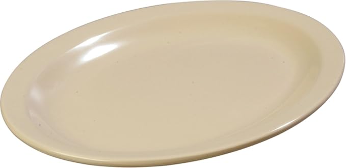 Carlisle FoodService Products Kingline Plastic Oval Platter Oval Tray for Home and Restaurant, Melamine, 12 x 9 Inches, Tan, (Pack of 12)