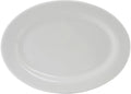 Tuxton China ALH-200 Platter, 20" x 13-3/4", Oval, Wide Rim, Rolled Edge, Microwave and Dishwasher Safe, Oven Proof, Fully Vitrified, Alaska, Porcelain White, Pack of 4