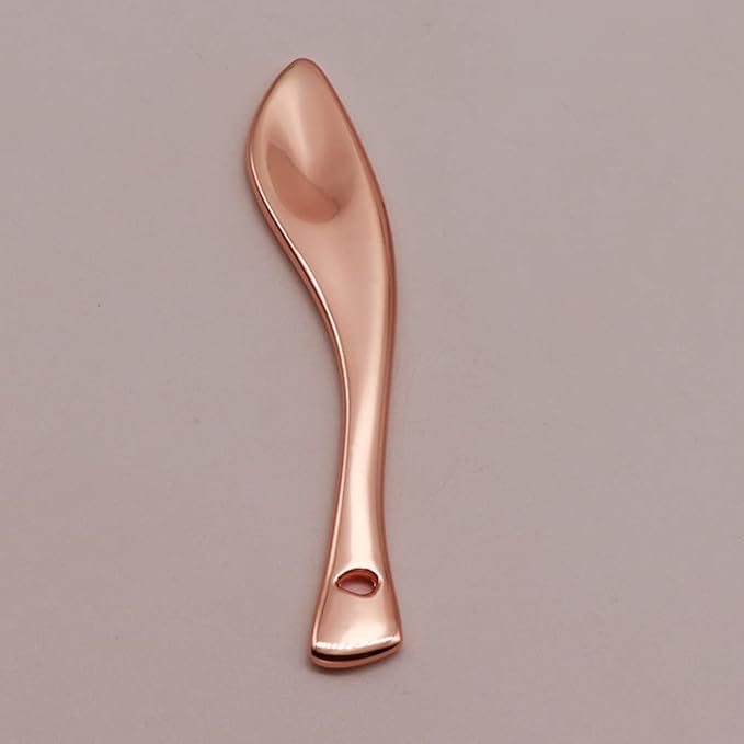 4 Pieces Zinc Alloy Makeup Spatula Eye Cream Spoon Beauty Scoop Mini Spoon Makeup Beauty Spoons Mini Cosmetic Skincare Spatula for Cream Lotions, Curved Handle Type, Rose-Gold-BrightBean Baby