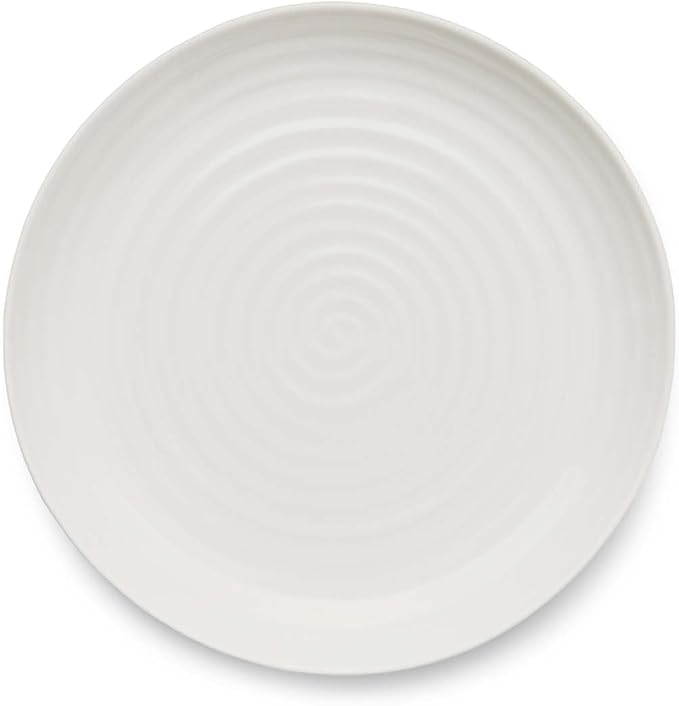Portmeirion Sophie Conran White Coupe Dinner Plate Set of 4-10.5 Inch Porcelain Plates, Durable Dinnerware, Microwave Dishwasher Freezer & Oven Safe Tableware for Kitchen & Casual Dining