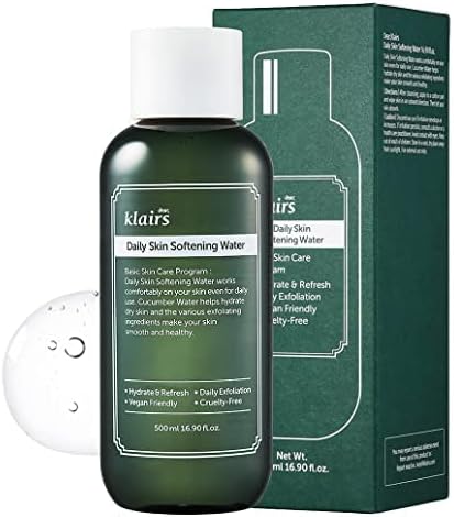 [DearKlairs] Daily Skin Softening Water, Toner, Jumbo 16.90 Fl Oz, Skin Refining Cucumber Essence, Daily mild exfoliator-BrightBean Baby