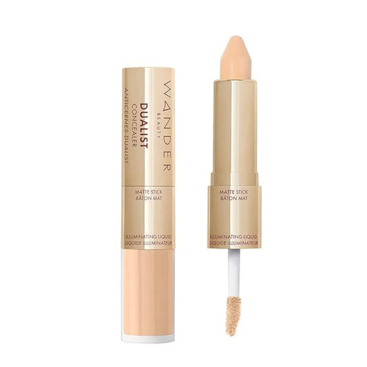 Wander Beauty Dualist Matte and Illuminating Concealer Makeup - Fair - Dual-Ended Matte Concealer Stick + Liquid Concealer - Full Coverage Concealer Brightens, Firms, & Hydrates Under Eyes -0.28 fl oz-BrightBean Baby