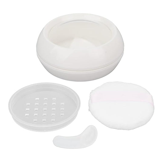 Dioche Loose Powder Container with Puff Sifter Lids, Plastic Refillable Empty Loose Powder Puff Case Face Powder Blusher Makeup Cosmetic Jars Containers for Travel Daily Use-BrightBean Baby