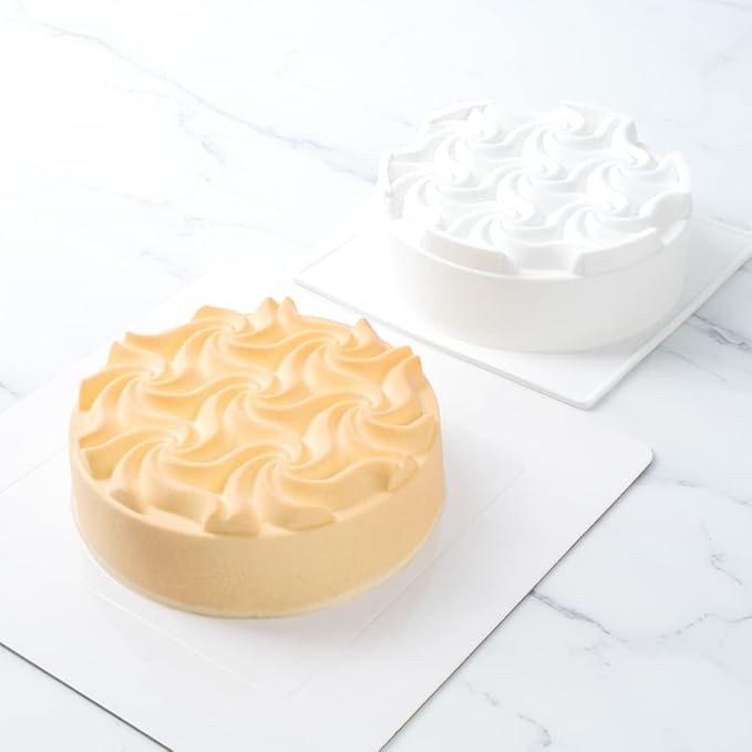 Pastry Tek 6.8 Inch Swirl Cake Pans, 10 Oven-Ready Silicone Bundt Cake Pans - Flexible, Freezable, White Silicone Small Cake Molds, Easy Release, For Baking Desserts - Restaurantware