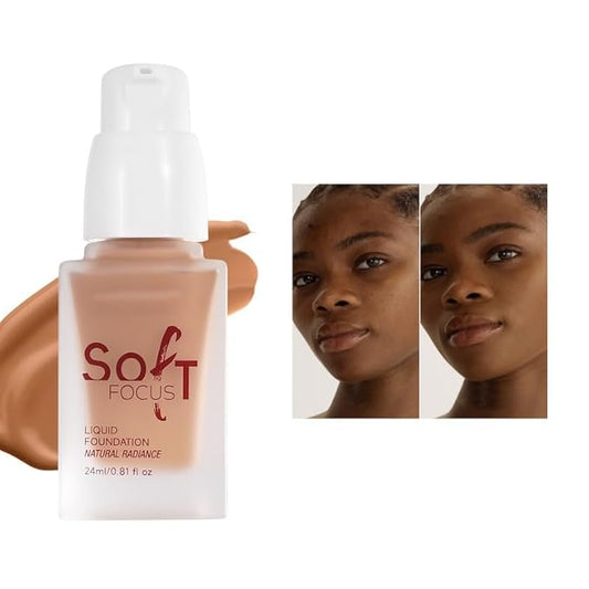 Soft Focus Deep Liquid Concealer Foundation, Hydrating High Coverage Liquid Foundation, Waterproof Long Lasting 24h Full Coverage Matte Finish, Lightweight Liquid Concealer for Women, 08-BrightBean Baby
