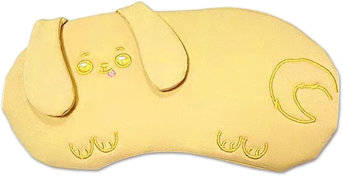 PERFECTSIGHT Eye Mask, Cute Plush Lightweight Adjustable Eyeshade, Faux Fur Cover for Women Men Sleep Travel Nap, Yellow Puppy-BrightBean Baby