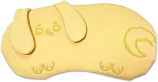 PERFECTSIGHT Eye Mask, Cute Plush Lightweight Adjustable Eyeshade, Faux Fur Cover for Women Men Sleep Travel Nap, Yellow Puppy-BrightBean Baby