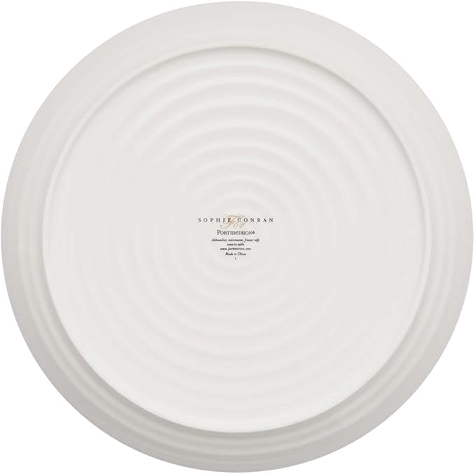 Portmeirion Sophie Conran White Coupe Dinner Plate Set of 4-10.5 Inch Porcelain Plates, Durable Dinnerware, Microwave Dishwasher Freezer & Oven Safe Tableware for Kitchen & Casual Dining