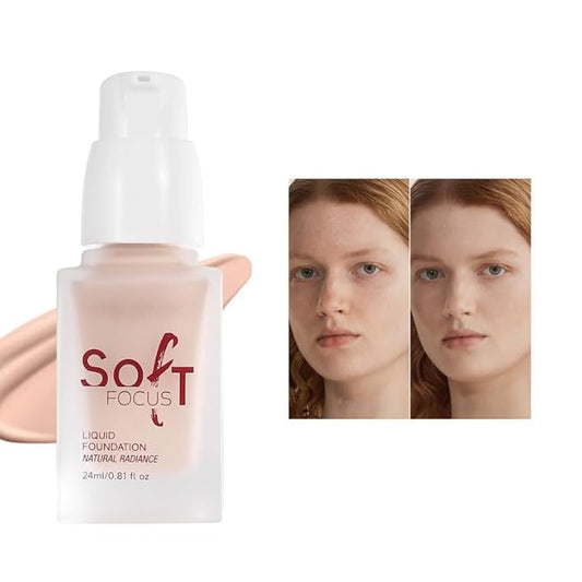 Soft Focus Liquid Concealer Foundation, Moisturizing High Coverage Liquid Foundation, Waterproof Long Lasting 24 HR Oil Control Foundation, Matte Lightweight Liquid Concealer for Women, 01-BrightBean Baby