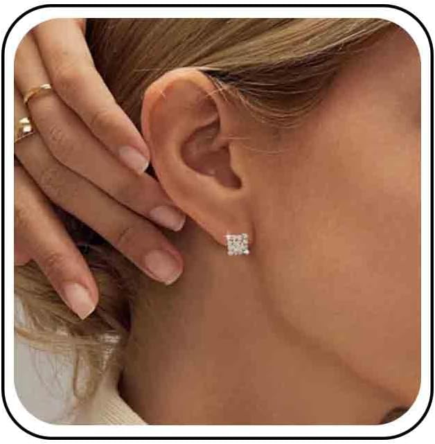 Vintage Crystal Square Earrings Rhinestone Square Stud Earrings Gold Cz Square Earrings Geometric Square Earrings Jewelry for Women-BrightBean Baby