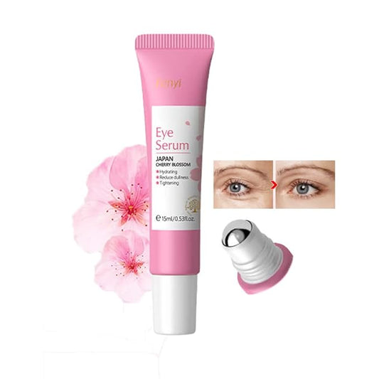AKARY Cherry Blossom Eye Roller Serum Eye Moisturizer, Deep Hydration Eye Serum with Caffeine and Sodium Hyaluronate, Under Eye Cream to Reduce Dark Circles, Fine Lines, Smoothing Skin Care Treatment-BrightBean Baby