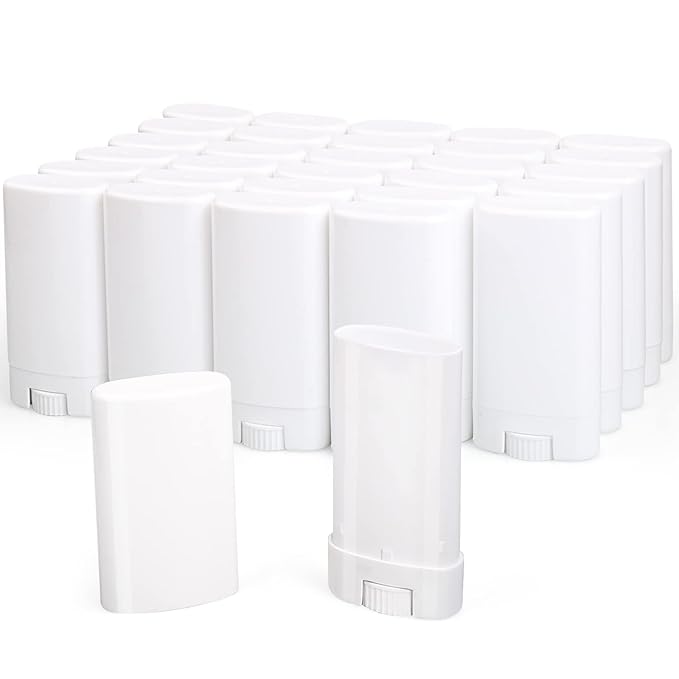 15ml Travel Deodorant Containers,Top-Fill,Empty Plastic Oval Lip Balm Tubes for Chapstick,Lip Balm,Lotion Bar Sticks,Salve,Homemade Solid Lotion,Sample Size Deodorant-30 Pack,White-BrightBean Baby
