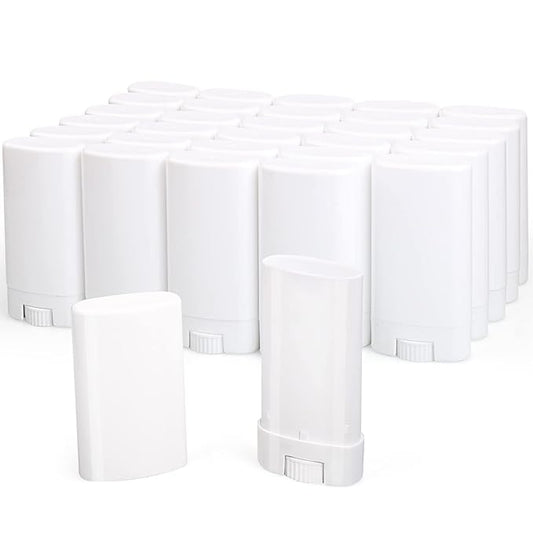 15ml Travel Deodorant Containers,Top-Fill,Empty Plastic Oval Lip Balm Tubes for Chapstick,Lip Balm,Lotion Bar Sticks,Salve,Homemade Solid Lotion,Sample Size Deodorant-30 Pack,White-BrightBean Baby