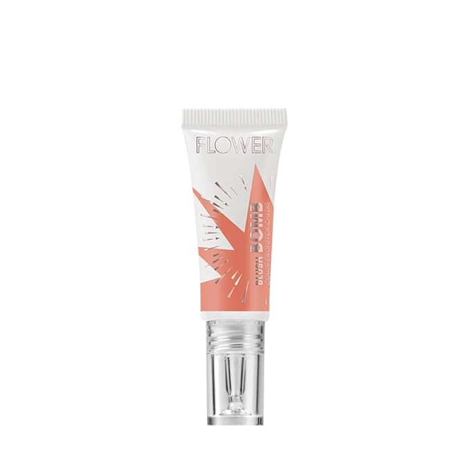 FLOWER Beauty By Drew Barrymore Liquid Blush Makeup Bomb Color Drops -Silky Lightweight Formula + Gel Cream Blush for Cheeks - Radiant + Glossy Finish - Buildable + Lightweight Formula - Cruelty-Free + Vegan (Pinched)-BrightBean Baby