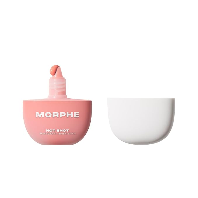 Morphe Hot Shot Blush Drops - Hydrating, Buildable Liquid Blush for Cheeks with Niacinamide and Antioxidants- Buildable, Waterweight Formula for a Natural Finish - Power Drip (0.5 Fl Oz)-BrightBean Baby