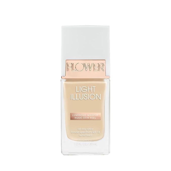FLOWER BEAUTY By Drew Barrymore Light Illusion SPF Foundation - Blendable + Buildable - Natural Finish - Lightweight Formula (Porcelain)-BrightBean Baby