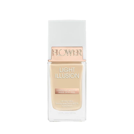 FLOWER BEAUTY By Drew Barrymore Light Illusion SPF Foundation - Blendable + Buildable - Natural Finish - Lightweight Formula (Porcelain)-BrightBean Baby