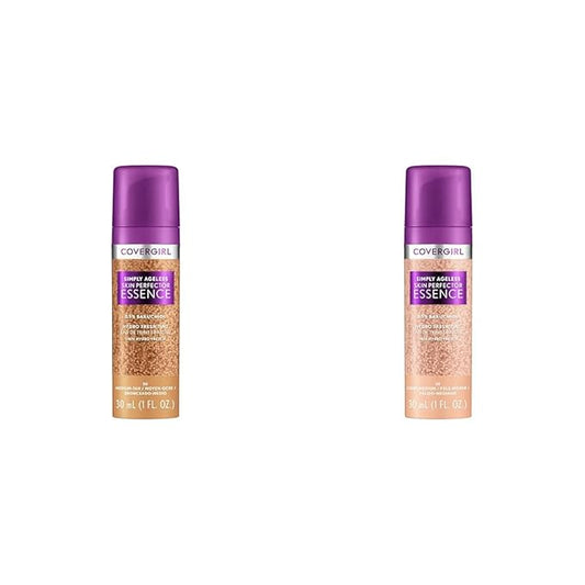 Covergirl Simply Ageless Skin Perfector Essence Foundation Bundle with Shades 50 Medium-Tan and 30 Light-Medium, 1oz Each-BrightBean Baby