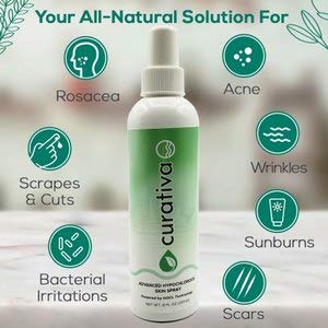 Curativa Bay .02% Hypochlorous Skin Spray, Clear Skin, Most effective For Total Skin Health and the Base for all Skin Care. 100% Organic, Made in USA, Produces Great Results 8 OZ.-BrightBean Baby