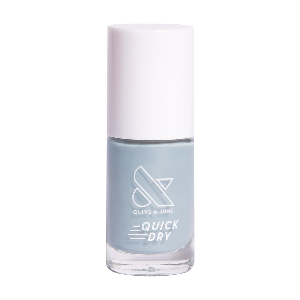 Olive & June Quick Dry Nail Polish | Instant, Fast-Drying, Smudgeproof Color | 15-free, Vegan, Cruelty-Free Formula | Lasts up to 5 Days | Salon-Quality Manicure, Pedicure at Home | Vintage Denim Blue-BrightBean Baby