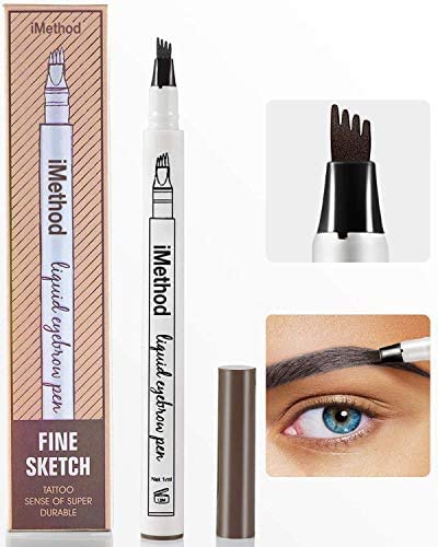 iMethod Eyebrow Pen - iMethod Eyebrow Pencil with a Micro-Fork Tip Applicator Creates Natural Looking Brows Effortlessly and Stays on All Day, Dark Grey-BrightBean Baby