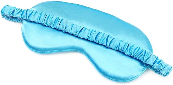 100% Natural Mulberry Soft Silk Sleep Mask, Light Blocking Eye Masks for Sleep, Night Blindfold Eye Mask Cover for Men and Women, Sleeping Night Mask for Travel (Blue)-BrightBean Baby