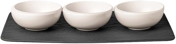 Villeroy & Boch - NewMoon set of dip dishes, set of small bowls for dips or finger food, 4 pieces, premium porcelain, white, dishwasher safe, 10-4264-9023