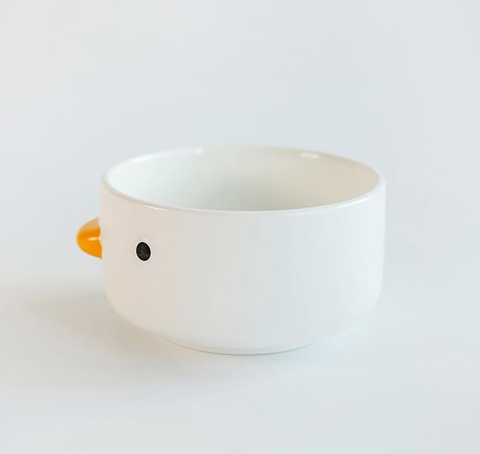 PURROOM Funny Cute Duck Bowl, Handmade Glaze Duck Safety Ceramics 17oz Soup Bowls, 4.6'' Rice Bowl. (500ML)