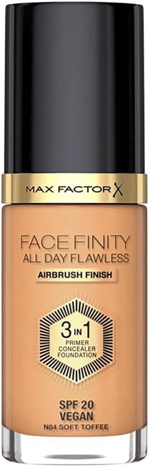 Max Factor Facefinity 3-in-1 All Day Flawless Liquid Foundation, SPF 20-84 Soft Toffee, 30 ml-BrightBean Baby