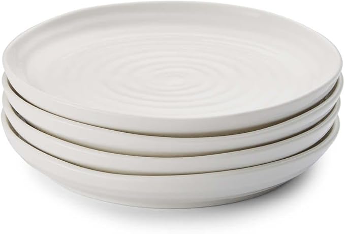 Portmeirion Sophie Conran White Coupe Side Plate Set of 4-6.5 Inch Porcelain Dining Plates with Non-Stick Glaze, Durable Tableware & Everyday Dinnerware, Dishwasher, Microwave, Freezer & Oven Safe