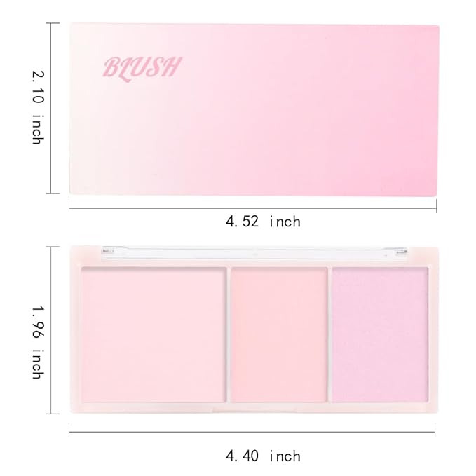 3 IN 1 Brown Nude Face Highlight Bronzer Powder Palette for Face Cheeks Contour Brightening, Buildable Matte Coverage Natural Makeup,Ultra Sculpt Nose Shadow Eyeshadow Primer-Pink-BrightBean Baby