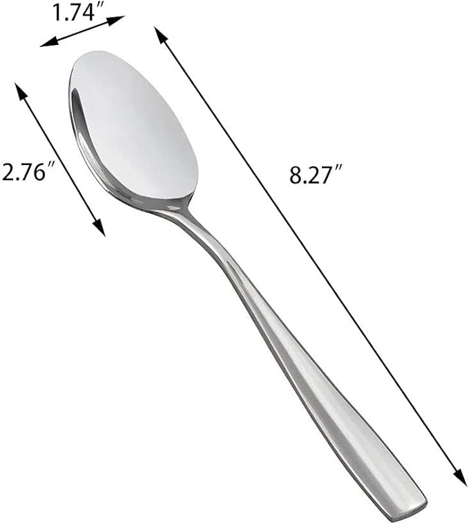 16-Piece Dinner Spoons, Stainless Steel, 8.27 Inch