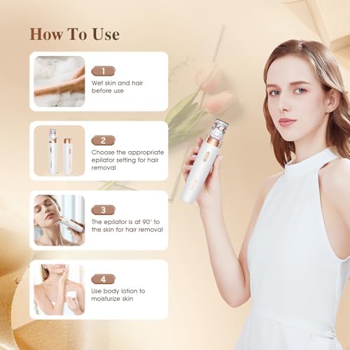Epilator,2 in 1Epilator for Women Rechargeable,Womens Electric Shaver with LED Light,Hair Removal,Hair Removal for Women Legs/Face/Bikini/Arms,Smooth Epilator Trimmer Travel Kit Set,Simple to use-BrightBean Baby