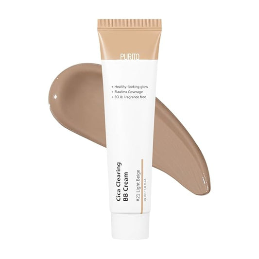 PURITO Cica Clearing BB Cream #21 Light Beige 1 fl.oz / 30ml, Vegan bb cream, tinted-BrightBean Baby
