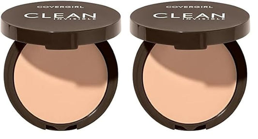 Covergirl Clean Invisible Pressed Powder, Lightweight, Breathable, Vegan Formula, Buff Beige 125, 0.38oz (Pack of 2)-BrightBean Baby