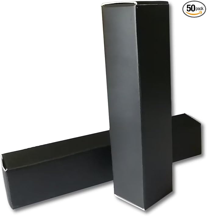 ANZKA 50 Pcs Lip Balm Boxes Packaging, 6.8x1.8x1.8cm Wrapping Box for 0.15Oz Lipbalm Containers Tubes, 5.5ml DIY Lipsticks Black Package Boxes-BrightBean Baby