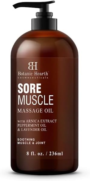 Botanic Hearth Sore Muscle Massage Oil | with Arnica Montana Extract and Essential Oils | Warming and Relaxing | Soothes Tired Sore Muscles and Joints, 8 Fl Oz-BrightBean Baby