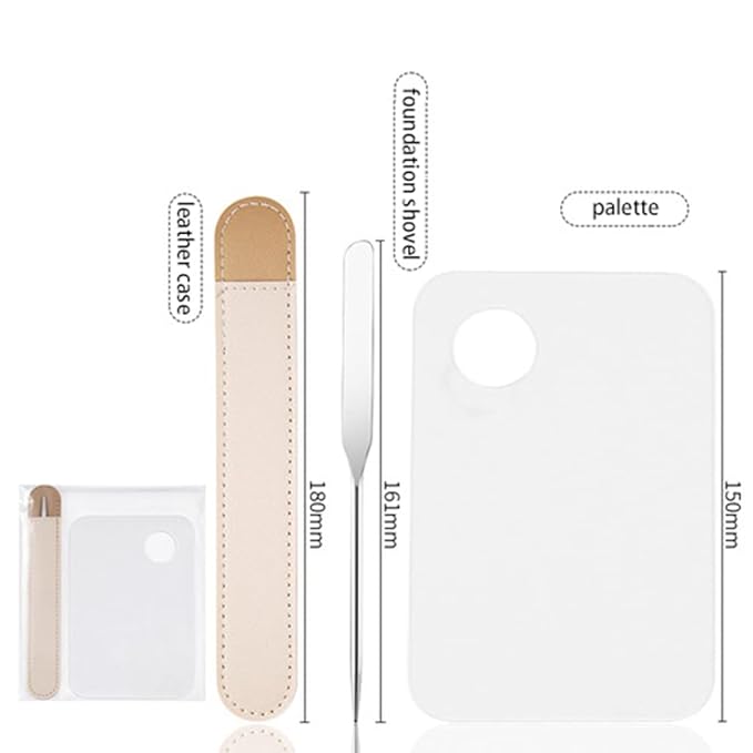 Foundation Spatula, 3-Pack Acrylic Nail Art Palette Oblique Round Head Stainless Steel Makeup Spatula for Woman Professional Facial Makeup Tools Makeup Mixing Palette-BrightBean Baby