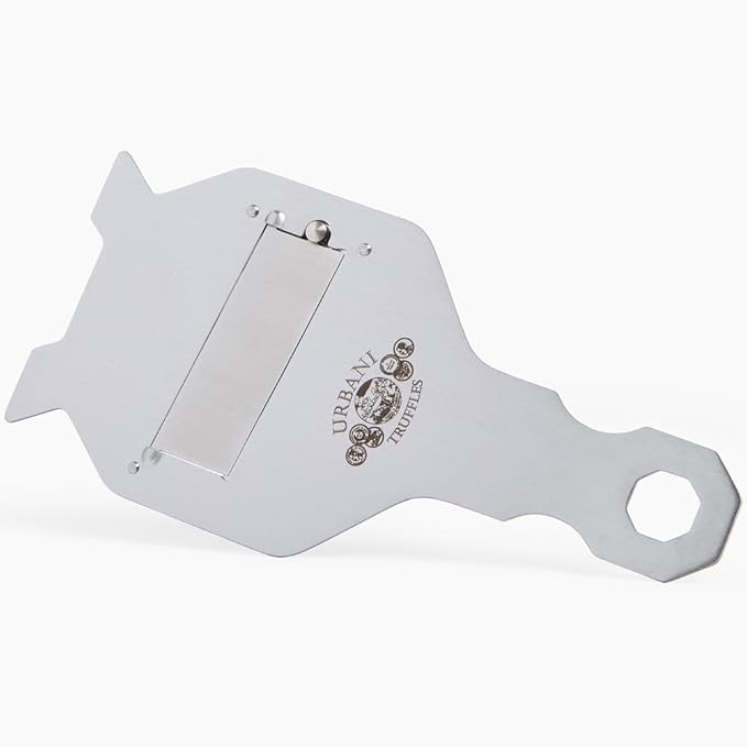 Urbani Truffles Stainless Steel Truffle Slicer Shaver - Premium Cheese Shaver for Hard Cheese, Mushroom, Chocolate, Garlic & More, Kitchen Handheld Manual Slicer with Adjustable Blade, Food Shredder