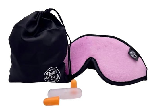 Wild Essentials® Escape Luxury Plush 3D Sleep Mask Kit with Molded Eye Cavities, Nose Bridge for Light Block, Soft Foam Cushion, Earplugs and Carry Pouch, Gift Set, Travel (Peacefully Pink)-BrightBean Baby