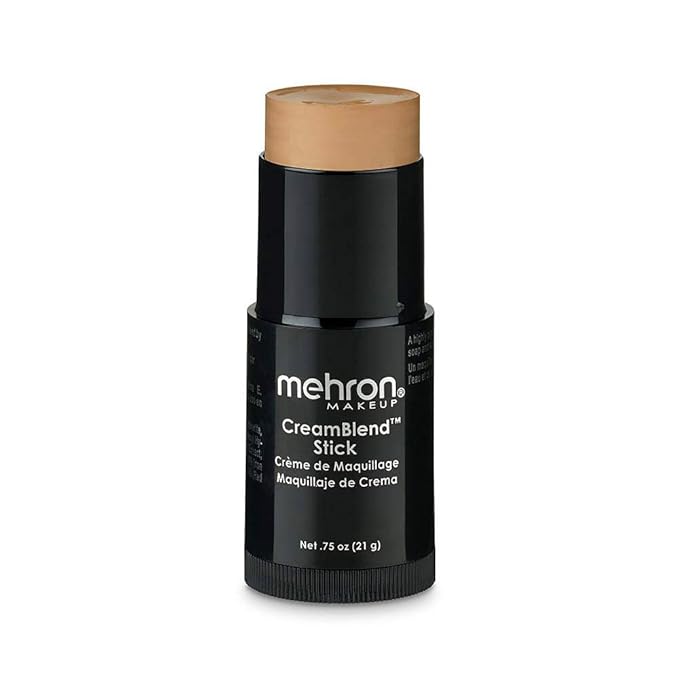 Mehron Makeup CreamBlend Stick | Face Paint, Body Paint, & Foundation Cream Makeup | Body Paint Stick Perfect for Halloween .75 oz (21 g) (Medium 0)-BrightBean Baby