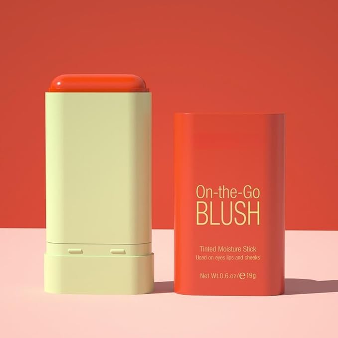 Blush Rare Beauty Liquid Blush Cream Blush Stick For Cheeks Natural Blendable Powder Blusher Stick On The Go Blush Brushes For Makeup Cheeks,Natural Waterproof, Long Lasting (orange)-BrightBean Baby