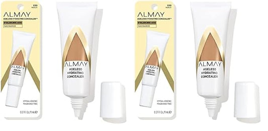 Almay Anti-Aging Concealer, Face Makeup with Hyaluronic Acid, Niacinamide, Vitamin C & E, Hypoallergenic-Fragrance Free, 030 Medium, 0.37 Fl Oz (Pack of 2)-BrightBean Baby